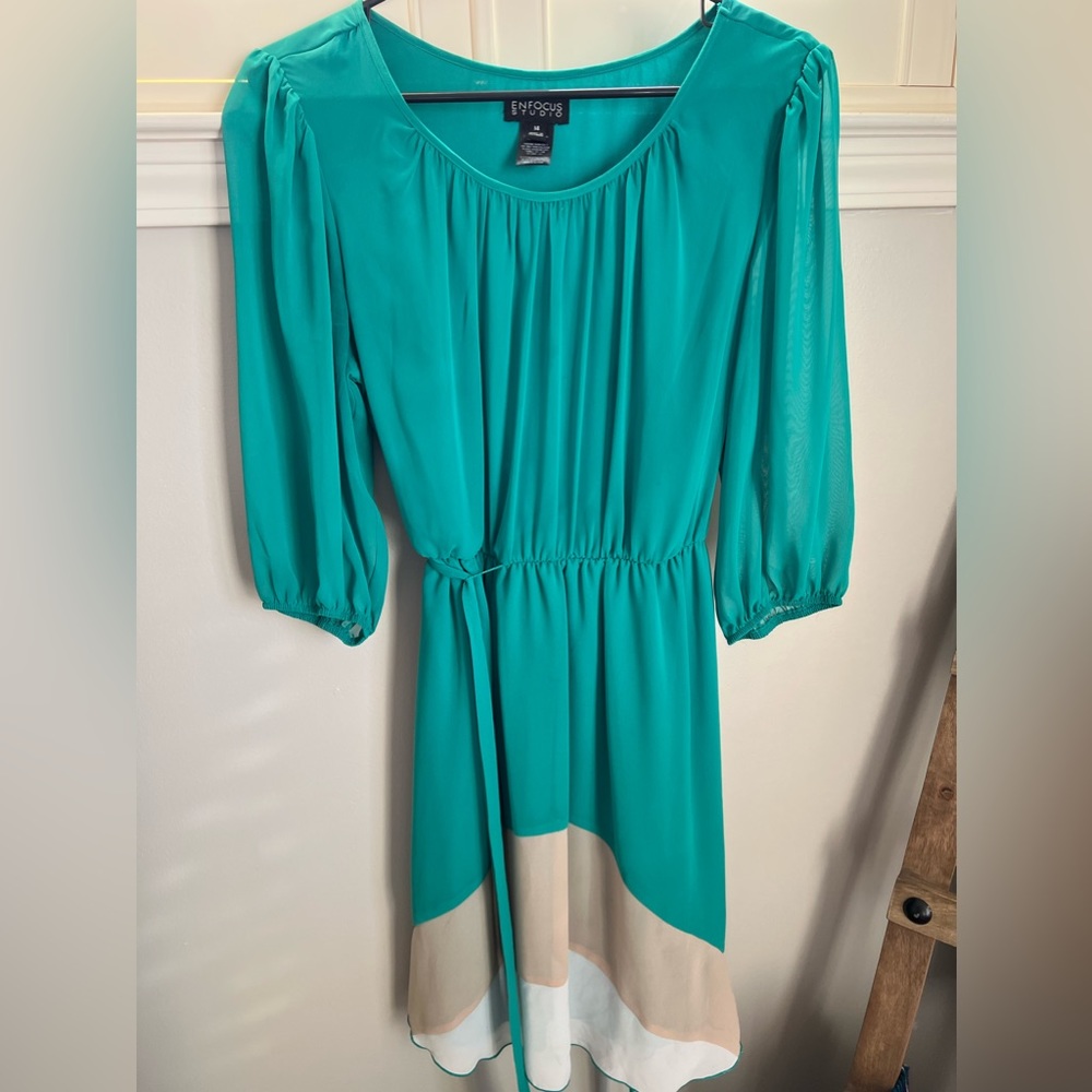 Enfocus Studio green and tan dress Size 14